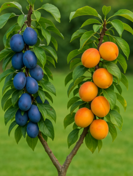 Duo Pflaume Węgierka Wczesna + Aprikose Early Orange - Wurzelnackte Pflanze